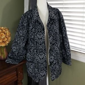 Denim&Co Floral Print Button Down Collared Corduroy Top